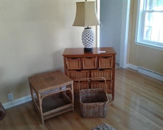 Wicker Storage and Lamp