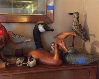 Various Wooden and canvas duck decoys