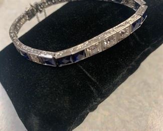 Platinum Diamond,1.6ct Sapphire Bracelet