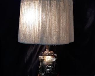 Chinese carved green quartz lamp