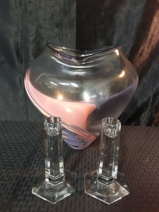 Tiffany Candleholders and vase