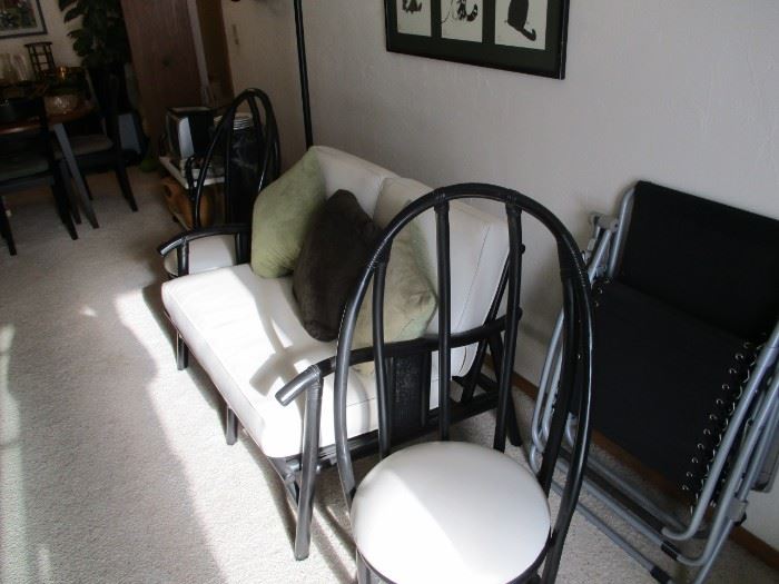 Pr modern chairs, 2 seat settee, like new condition