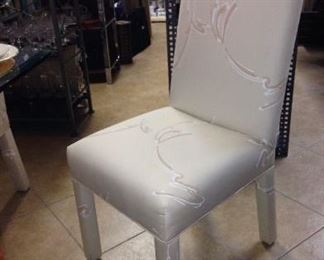 4 white on white Parsons Chairs