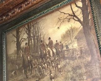 Tall Vintage Mirror w/Hunting Scene