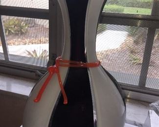 Black & White w/Orange Bow Vase