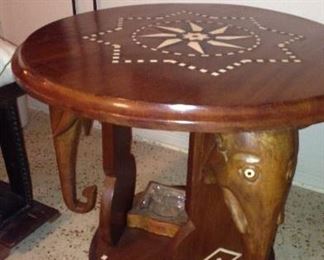 Vintage Elephant Table w/inlaid Design