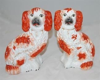 Pair of Red Staffordshire dogs