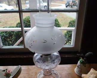 Oil Lamp with Frosted Shade