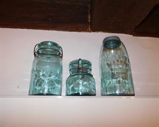 Assorted Blue Canning Jars