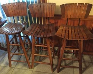 3 Wooden Bar Stools