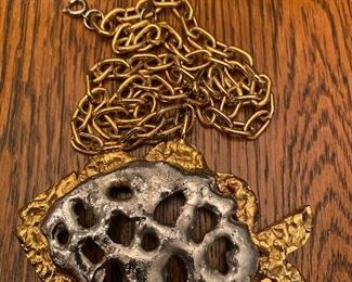 Funky Signed Fish Necklace