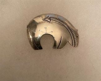 Southwestern Sterling Bear Pendant (Signed)