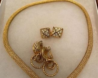 Vintage Christian Dior Choker Necklace and Christian Dior Earrings