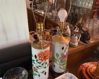 Old Chinese Hat Stand Converted Lamps