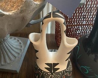 Southwestern Pottery Wedding Vase Signed "MM"