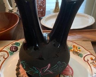 Large Southwestern Pottery Wedding Vase Signed B. Dine 