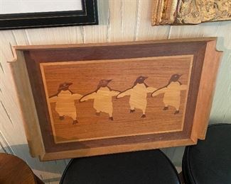 Inlaid Wooden Penguin Tray