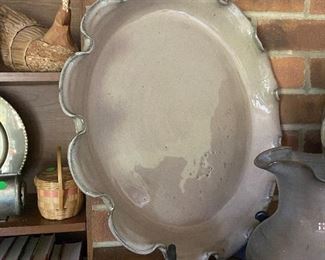 Large N.C. Pottery Ruffle Edge Pie Plate