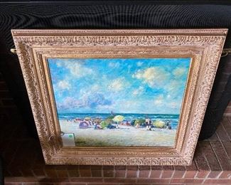 Oil on Canvas Beach Scene (Signed)