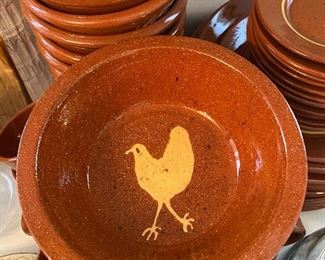 Small Jugtown Pottery Decorated Chick Bowl