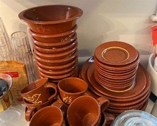 Large Set of Westmoore Pottery Decorated Redware