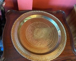 Large Ornate Brass Tray