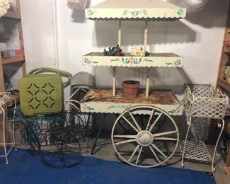 METAL ANTIQUE LAWN DECOR, AWESOME 3 TIER METAL CART