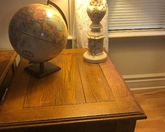 WOOD END TABLES, LAMPS, GLOBES
