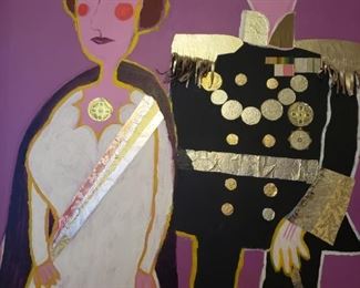 king, queen, painting, royalty, purple, gold, shiny