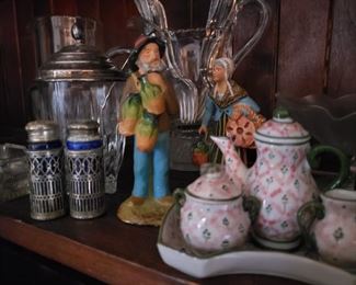 salt and pepper shakers, tea, tea set, statue