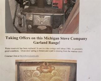 Michigan Stove Company, Garland Range, vintage, antique, repair, unique