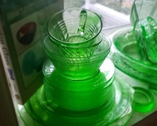 green, glass, depression, book, cup, bowls, plates, collector, collection