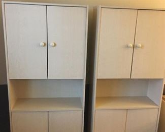 (2) Blonde Storage Cabinets
