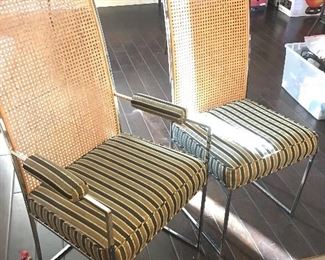 Close-Up of Chrome / Cane back Dining Chairs - (2) with Arms - (6) Without Arms