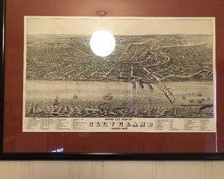 Large fine reproduction Birds Eye View of Cleveland 1877