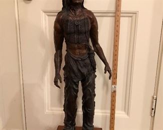 3' tall bronze Native American warrior signed Ron Boddy '91  4/100