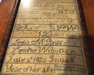 1825 sampler wrought by an 8 year old