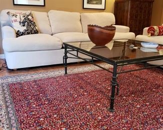 Henredon three cushion sofa together with white seasonal slipcovers, not shown