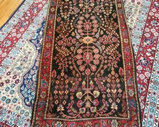 Antique Persian Sarouk throw rug 2 x 4 appr.