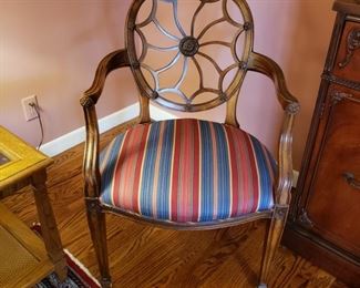 Pair of spider back mahogany armchairs