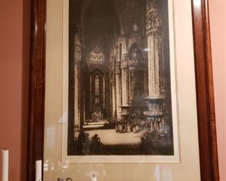 Framed etching by Albany F. Howarth