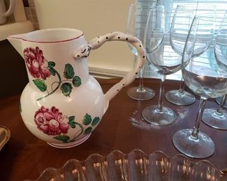 Tiffany & Co. pitcher and wine glasses