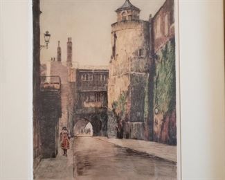 "Bell Tower, Tower of London" Original etching by Cecil Tatton Winter after Edward King