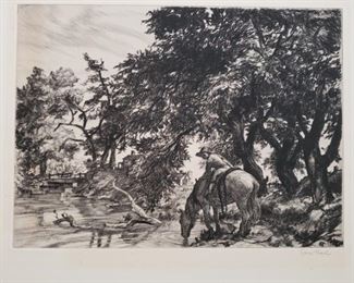 "Time Out" original signed etching by Sam Thal
