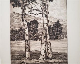 "The Three Graces" signed original etching by Luigi Lucioni