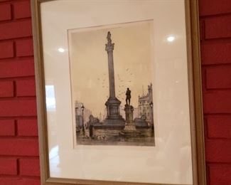 Edward King etching colored by A. J. Scrimshire