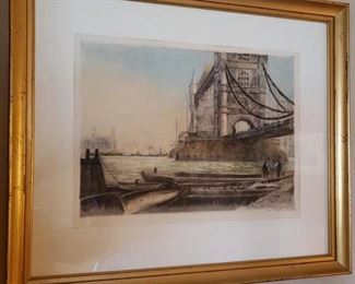 Edward King etching colored by Cecil Tatton Winter