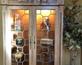 Beautiful Lighted China Cabinet with Glass Shelves