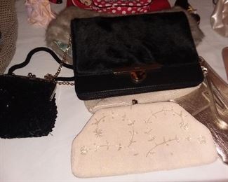DKNY Black Cow Hide Evening Purse & Beaded evening bags