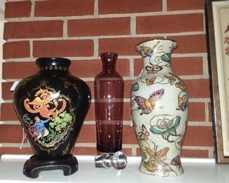 Franklin Mint Faberge' Firebird Vase on left